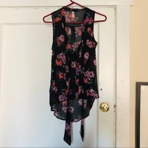 Sleeveless Sheer Floral Blouse